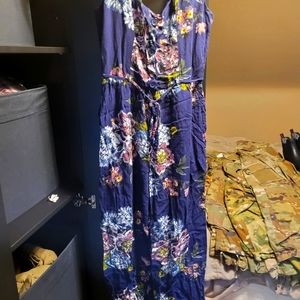 Womens Blue and Floral Jumper